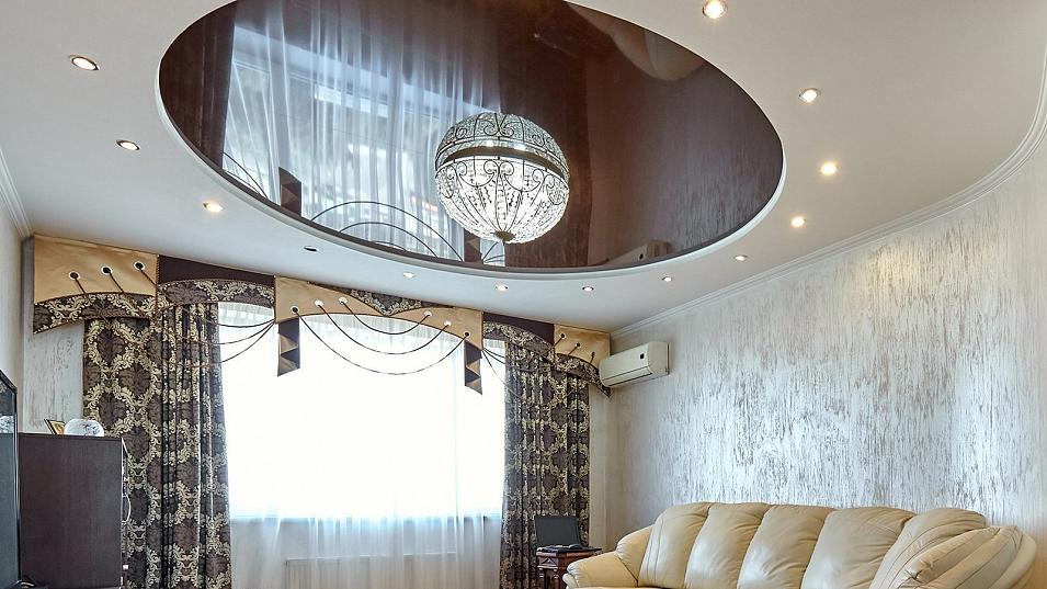Многоступенчатая конструкция потолка, игра форм, цветов и света создаcт новый образ вашей комнаты.